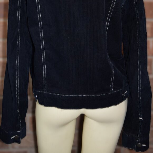 Theory Corduroy Jacket Womens L Large Black Cotton Lycra Blend 5 Metal Button - Picture 5 of 6